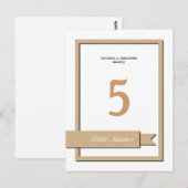 Light Brown Ribbon-Tischnummer Postkarte (Vorne/Hinten)