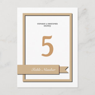 Light Brown Ribbon-Tischnummer Postkarte