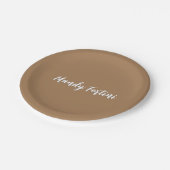 Light Brown Schlicht Elegante Minimalistische Kall Pappteller (Schrägansicht)