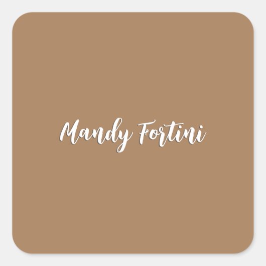 Light Brown Schlicht Elegante Minimalistische Kall Quadratischer Aufkleber (Vorderseite)