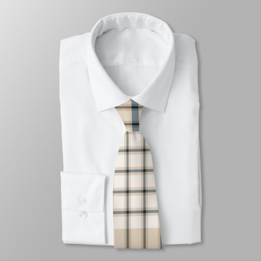 Light Brown Stripped Elegante Tartan Kariert Neck Krawatte (Gebunden)
