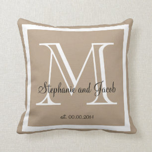 Light Brown Tan Wedding Keepake Kopfkissen Kissen