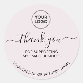 Light Brown Thank you Small Logo Round Sticker