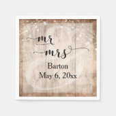 Light Brown Wood & Light Strings Wedding Mr & Mrs. Serviette (Vorderseite)
