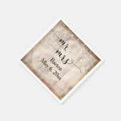 Light Brown Wood & Light Strings Wedding Mr & Mrs. Serviette (Ecke)