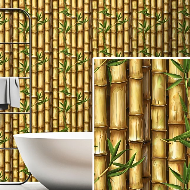 Light Brown Yellow Gold Bamboo Wall Zaun Tapete (Von Creator hochgeladen)