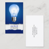 Light Bulb Blue Business Card Visitenkarte (Vorne/Hinten)