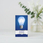 Light Bulb Blue Business Card Visitenkarte (Stehend Vorderseite)