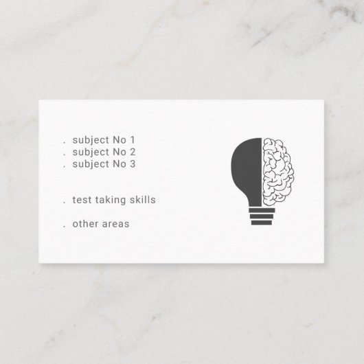 Light Bulb Brain Educator Tutor Visitenkarte (Rückseite)