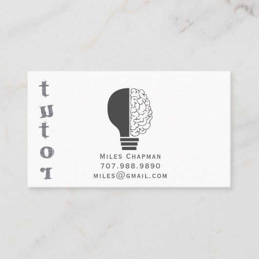 Light Bulb Brain Educator Tutor Visitenkarte (Vorderseite)