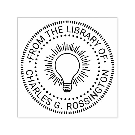 Light Bulb Bright Ideale Round Library Book Permastempel (Design)