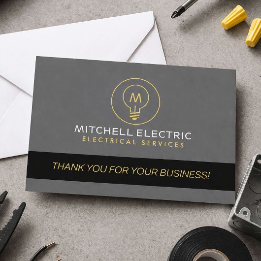 LIGHT BULB MONOGRAM LOGO Danke Karte