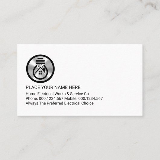 Light Bulbs Electrician Vignette Visitenkarte (Rückseite)