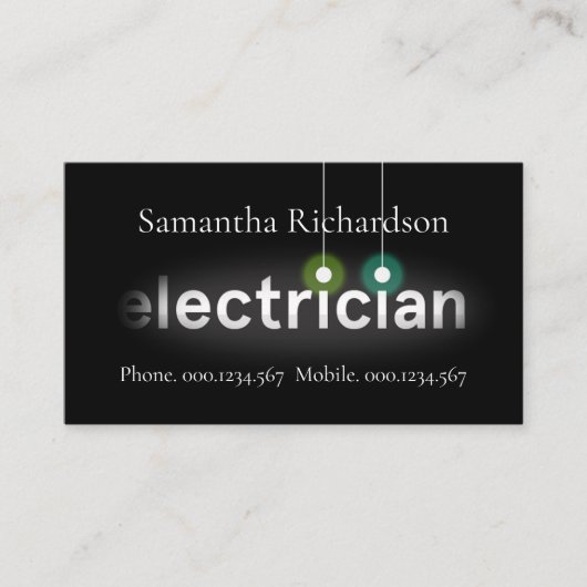 Light Bulbs Electrician Vignette Visitenkarte (Vorderseite)