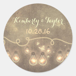 Light Bulbs - String Lights Wedding Runder Aufkleber