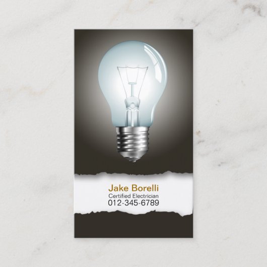 Light Bulle Black Business Card Visitenkarte (Vorderseite)