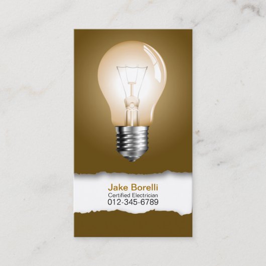 Light Bulle Brown Business Card Visitenkarte (Vorderseite)