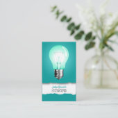 Light Bulle Turquoise Business Card Visitenkarte (Stehend Vorderseite)