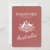 Light Burgundy Australia Passport Wedding Einladung (Rückseite)