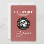 Light Burgundy Bahamas Passport Wedding Einladung (Rückseite)