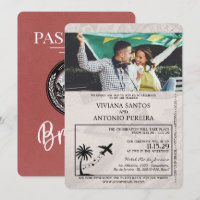 Light Burgundy Brazil Passport Hochzeitseinladung