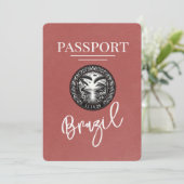 Light Burgundy Brazil Passport Save the Date (Stehend Vorderseite)