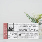 Light Burgundy Brazil Wedding Boarding Pass (Stehend Vorderseite)