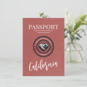Light Burgundy California Passport Save The Date (Stehend Vorderseite)