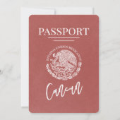 Light Burgundy Cancun Passport Wedding Einladung (Rückseite)