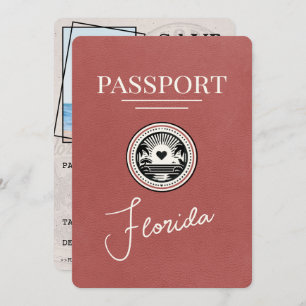 Light Burgundy Florida Passport Save the Date