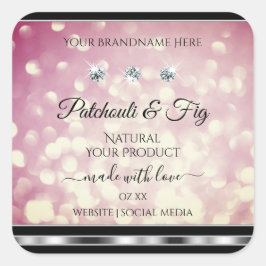 Light Burgundy Glitzer Product Labels Diamonds Quadratischer Aufkleber