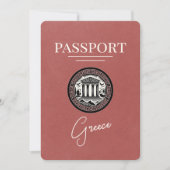 Light Burgundy Greece Passport Save the Date Card (Vorderseite)