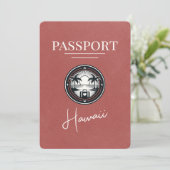 Light Burgundy Hawaii Passport Save the Date (Stehend Vorderseite)