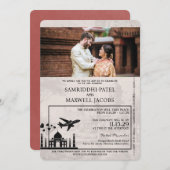 Light Burgundy India Passport Einladung zur Hochze (Vorne/Hinten)