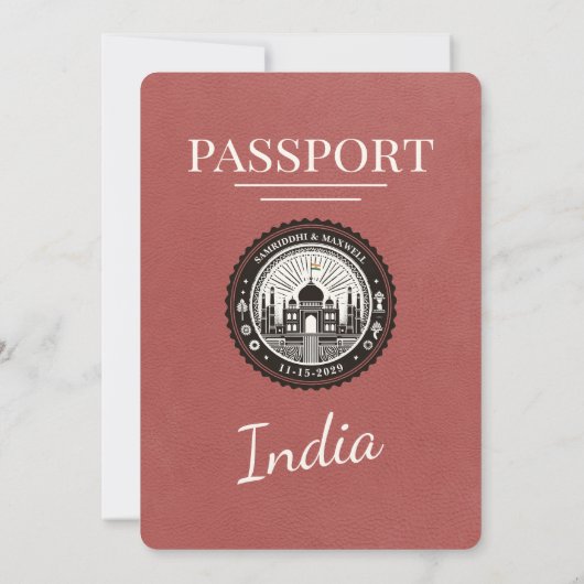 Light Burgundy India Passport Einladung zur Hochze (Rückseite)