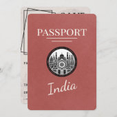 Light Burgundy India Passport Save the Date (Vorne/Hinten)