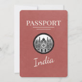 Light Burgundy India Passport Save the Date (Vorderseite)