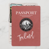Light Burgundy Ireland Passport Save the Date (Vorne/Hinten)