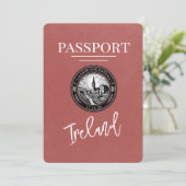 Light Burgundy Ireland Passport Save the Date (Stehend Vorderseite)