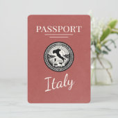 Light Burgundy Italy Passport Save The Date (Stehend Vorderseite)