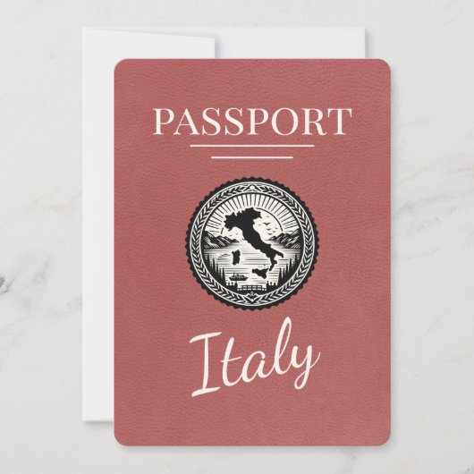 Light Burgundy Italy Passport Save The Date (Vorderseite)