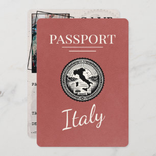 Light Burgundy Italy Passport Save The Date