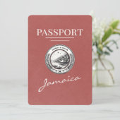 Light Burgundy Jamaica Passport Save the Date (Stehend Vorderseite)
