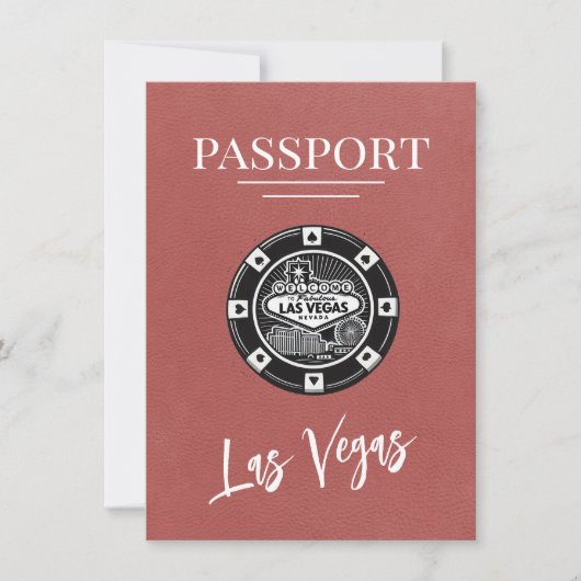 Light Burgundy Las Vegas Passport Save the Date (Vorderseite)