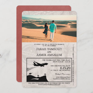 Light Burgundy Marokko Passport Wedding Einladung