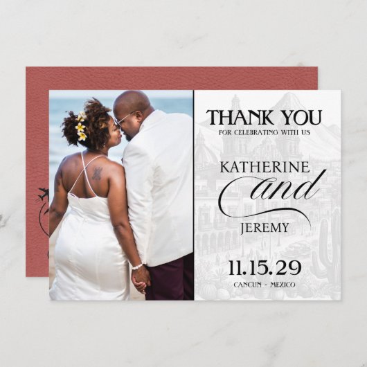 Light Burgundy Mexico Passport Dankeskarte (Vorne/Hinten)