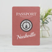 Light Burgundy Nashville Passport Save the Date (Stehend Vorderseite)