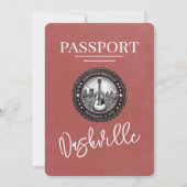Light Burgundy Nashville Passport Wedding Einladung (Rückseite)