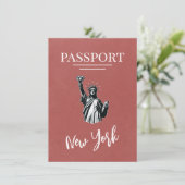 Light Burgundy New York City Passport Save The Date (Stehend Vorderseite)