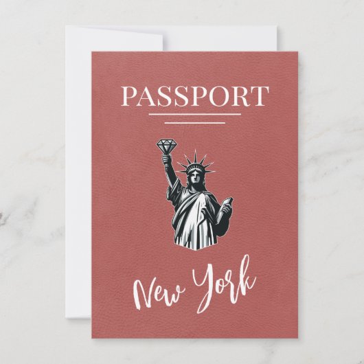 Light Burgundy New York City Passport Save The Date (Vorderseite)